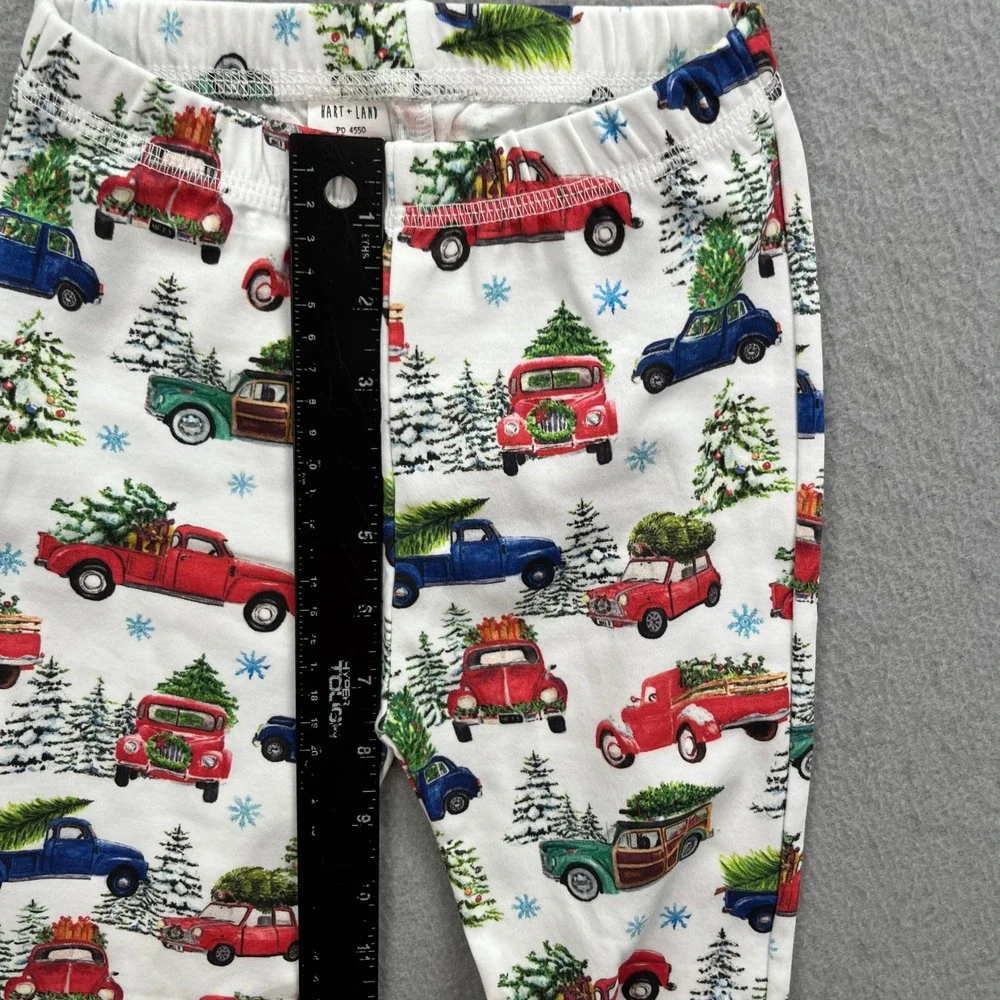 Hart + Land Pajama Set Kids 5 White Christmas Trucks Organic Pima Cotton NEW